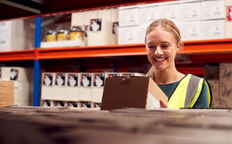 Encargada de almacén haciendo picking